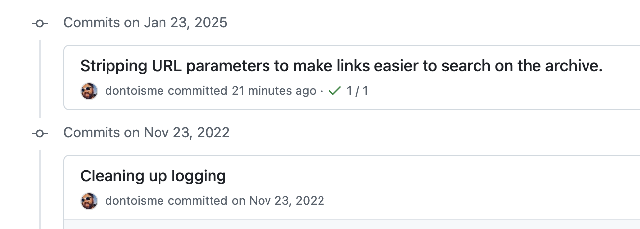 my last two commits, January 23, 2025, and November 23, 2022